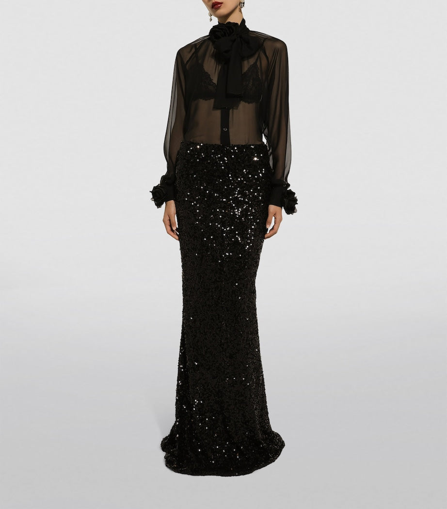 Dolce & Gabbana Multi Silk Flower-Detail Blouse