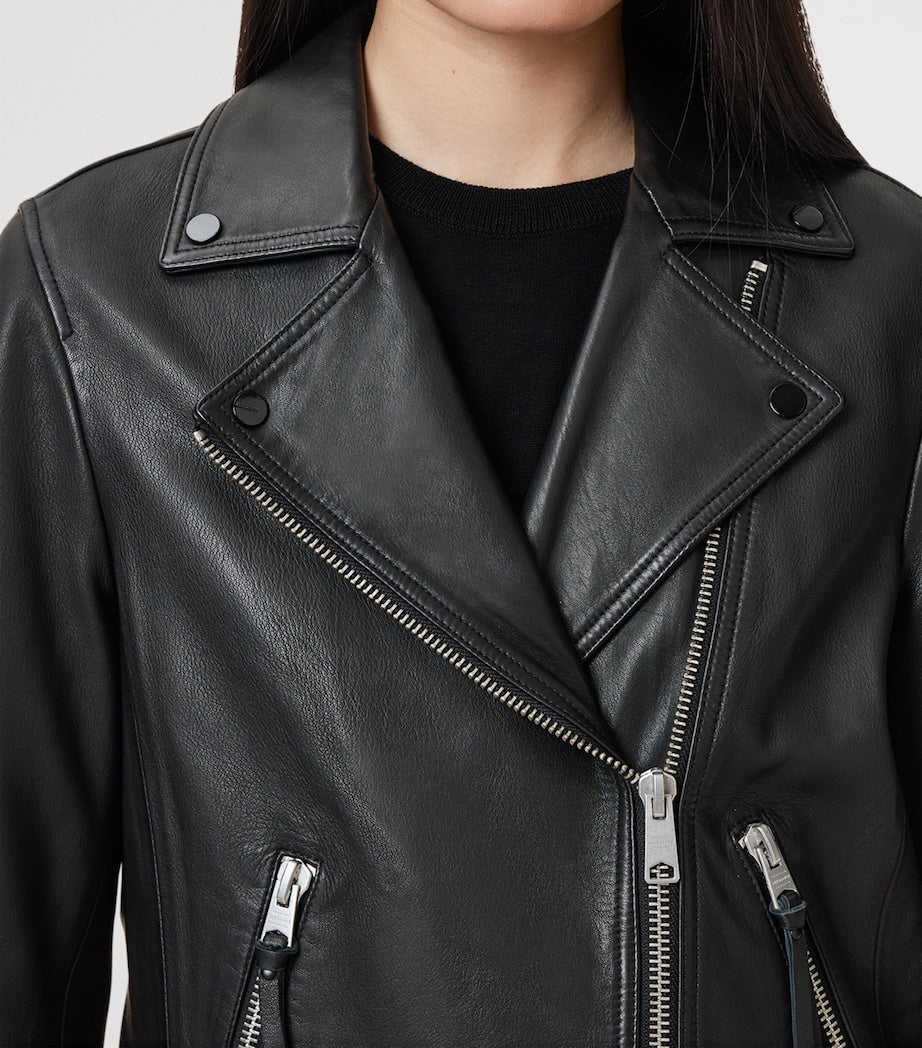 AllSaints Black Leather Dalby Biker Jacket