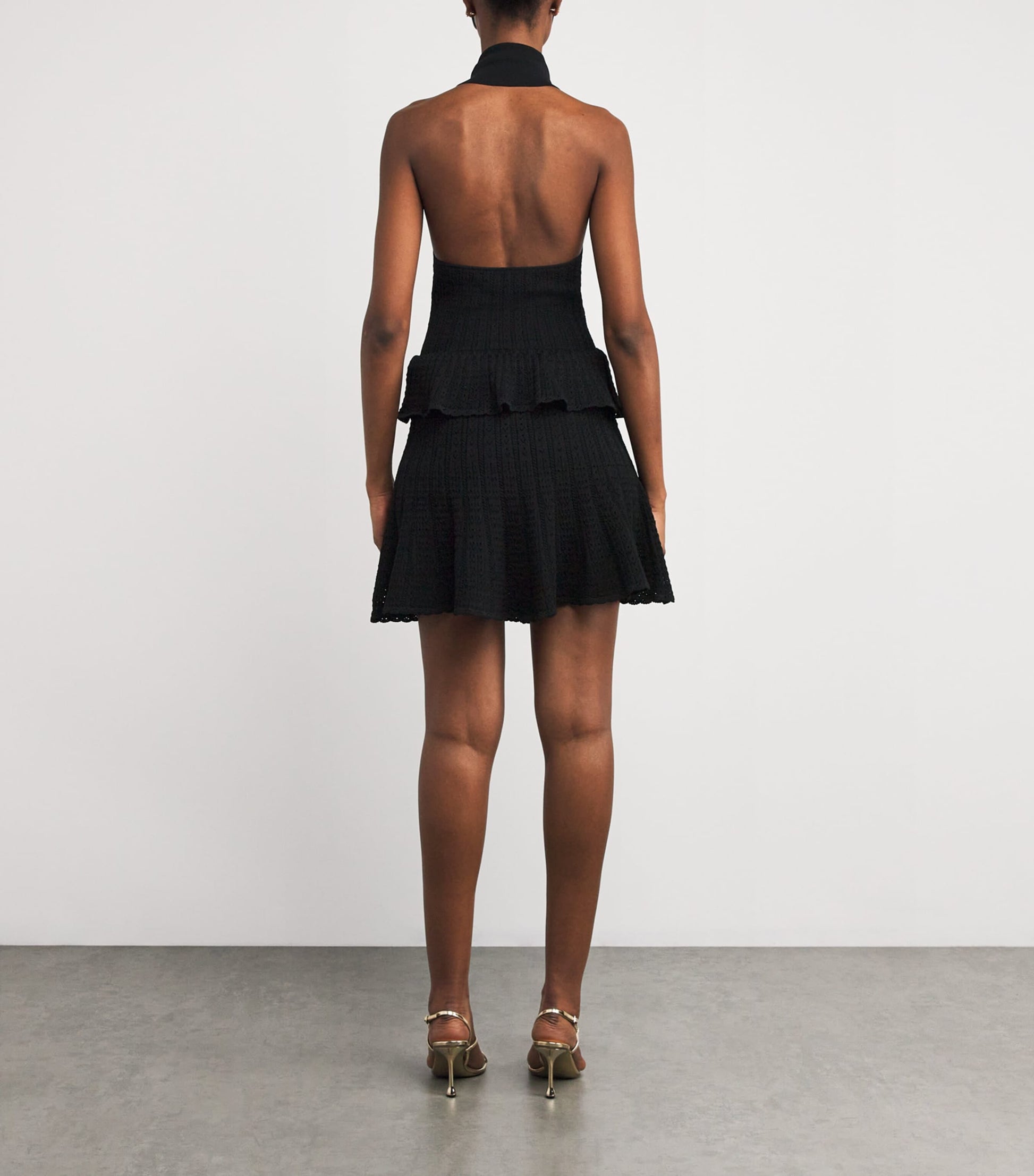 Self-Portrait Pointelle Halterneck Mini Dress