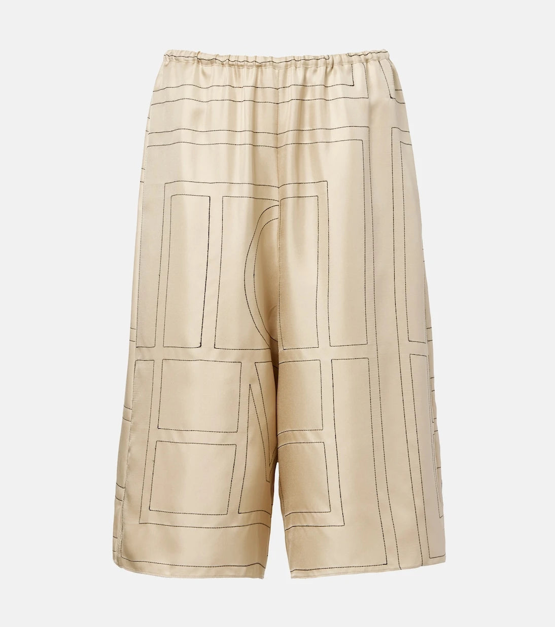 Toteme - Embroidered silk satin Bermuda shorts