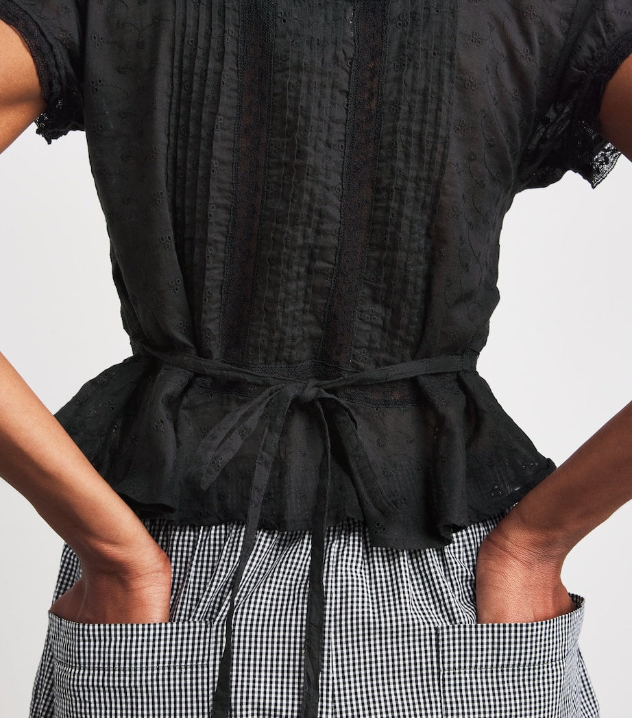 Rixo Black Broderie Anglaise Sandi Top