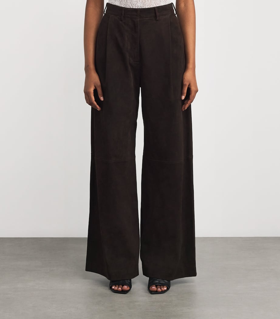 CAMILLA AND MARC Brown Suede Sonata Wide-Leg Trousers
