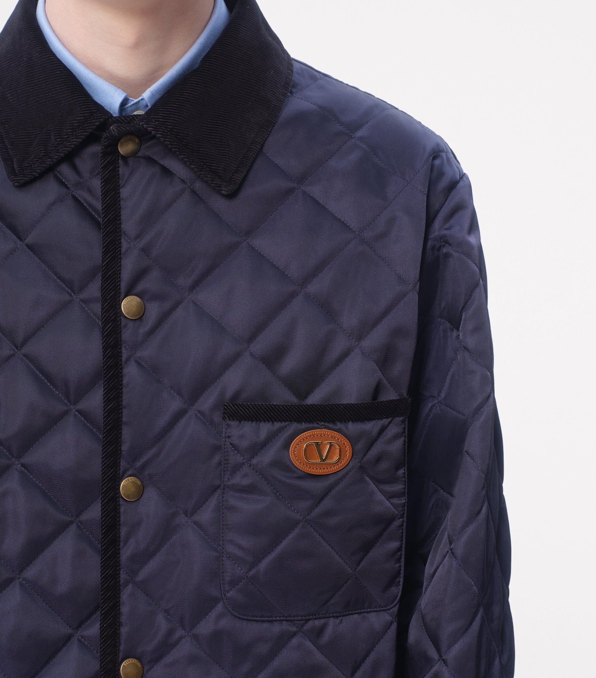 Valentino Navy VLogo Quilted Jacket