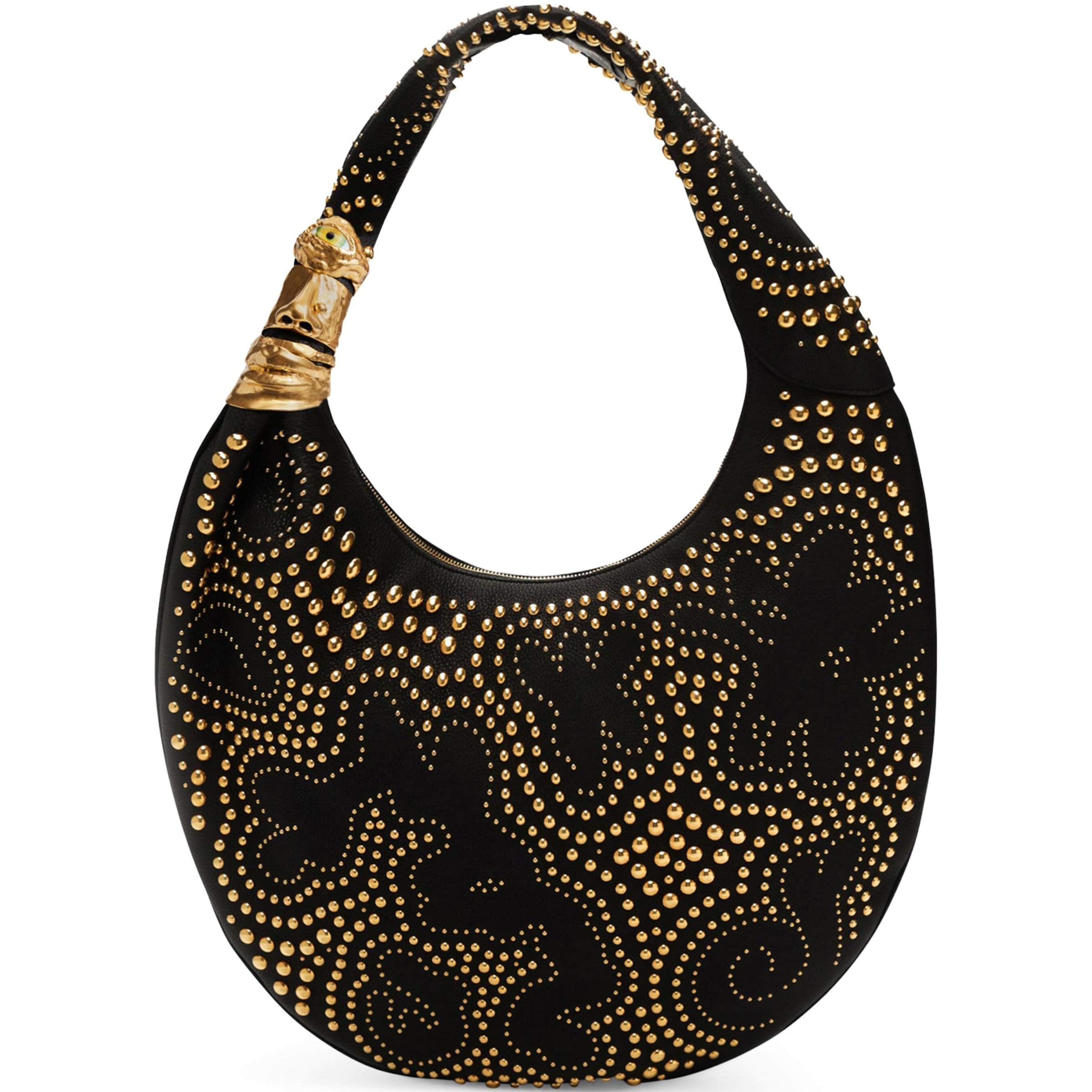 Large Leather Studded Soufflé Shoulder Bag