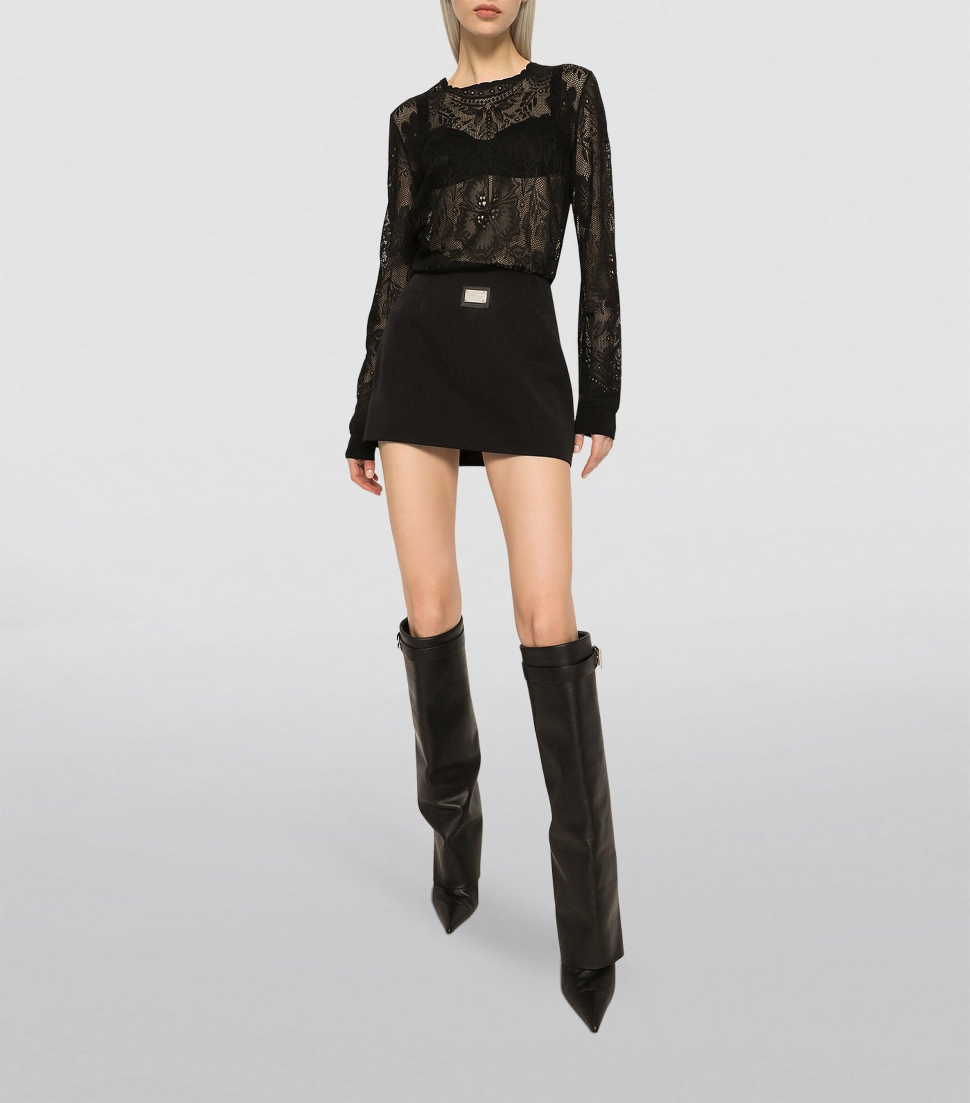 Dolce & Gabbana Multi Logo-Plaque Mini Skirt