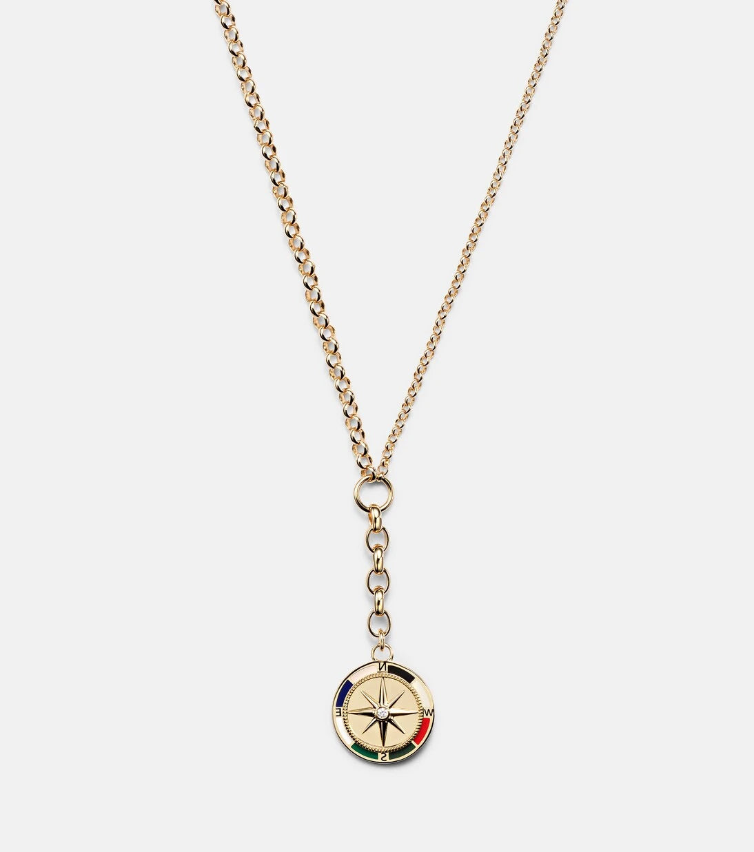 FoundRae - Internal Compass 18kt gold necklace with diamond and enamel