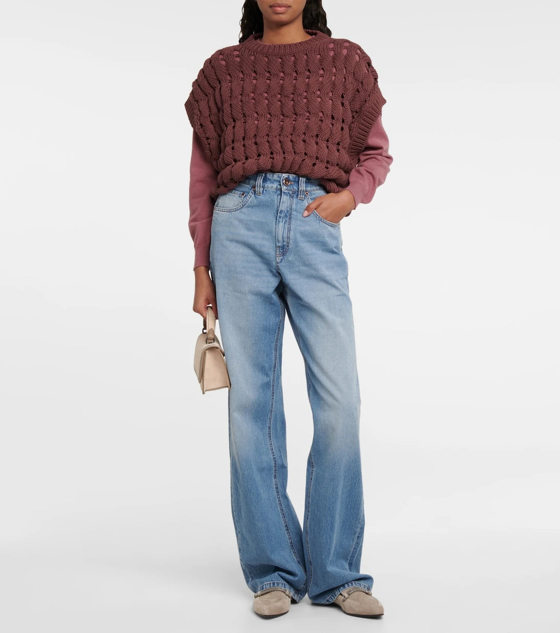 Brunello Cucinelli - Open-work cotton-blend top