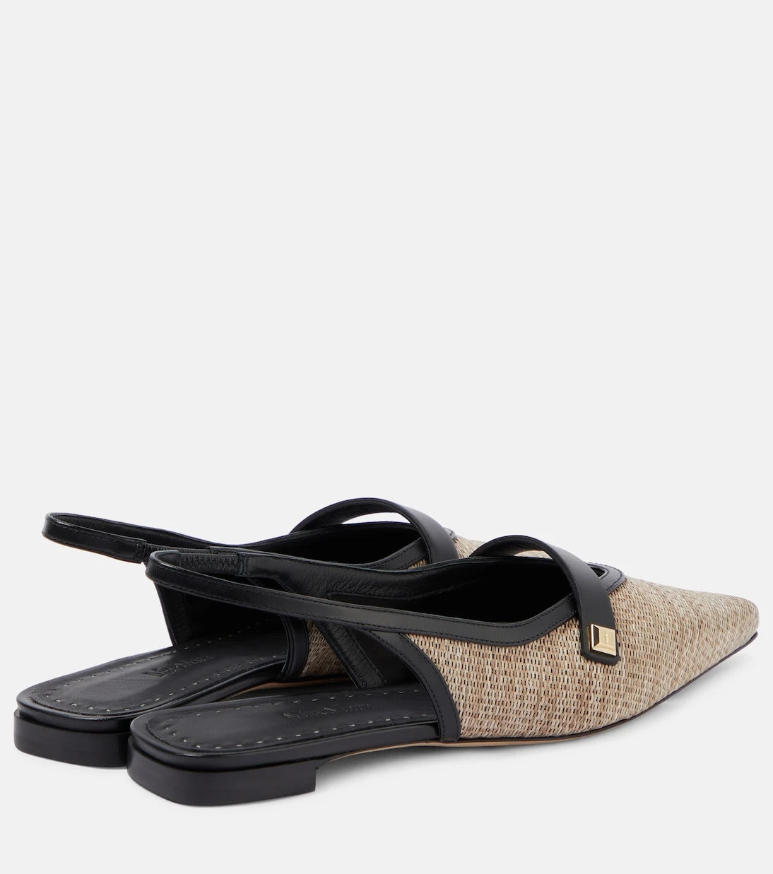 Max Mara - Leather-trimmed slingback flats