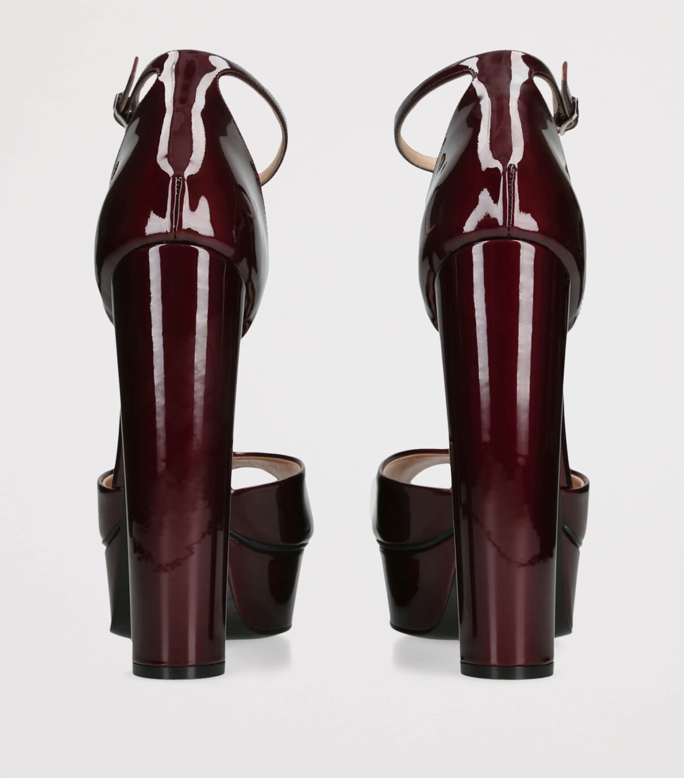 Casadei Burgundy Patent Leather Flora Platform Heels 140