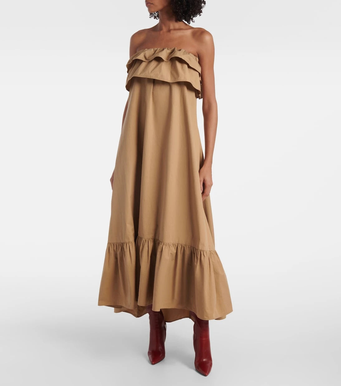 Saint Laurent - Ruffled cotton serge maxi dress