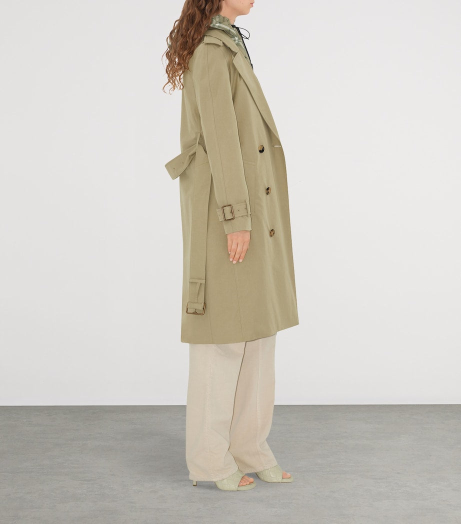 Beige Gabardine Long Trench Coat