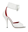 Valentino Garavani White Leather Drip Rose Sandals 105
