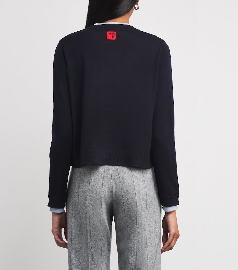 MAX&Co. Blue Virgin Wool Double-Layer Cardigan