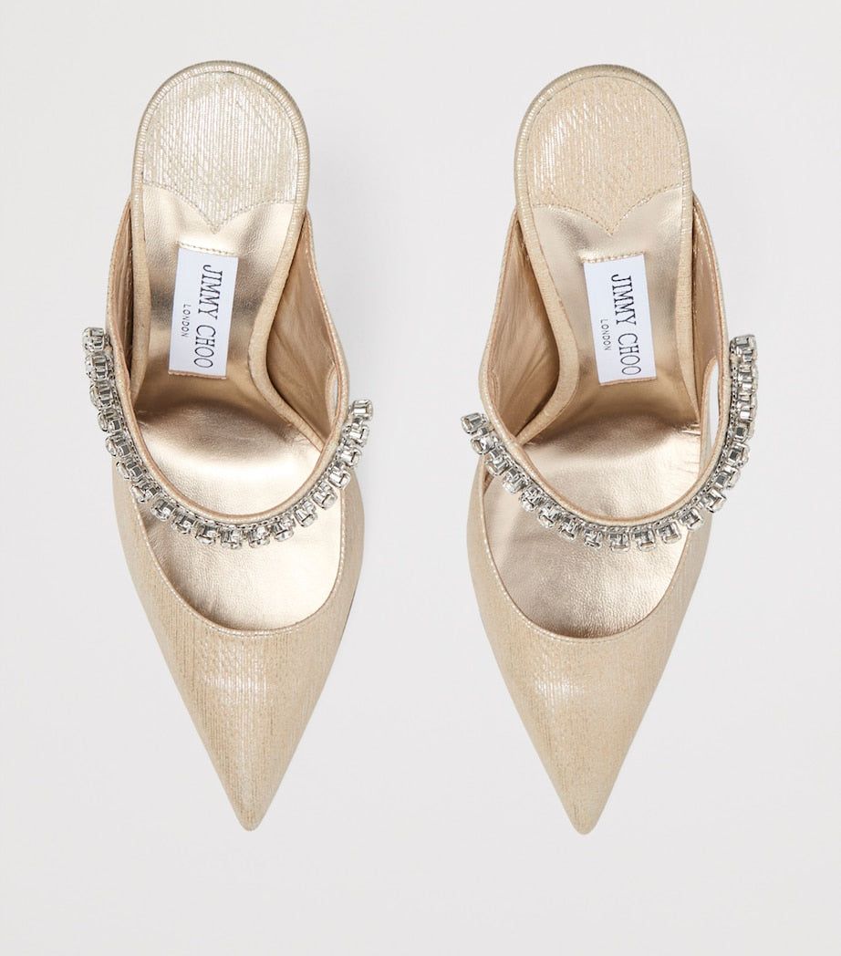 Jimmy Choo Gold Bing 100 Calfskin Heeled Mules