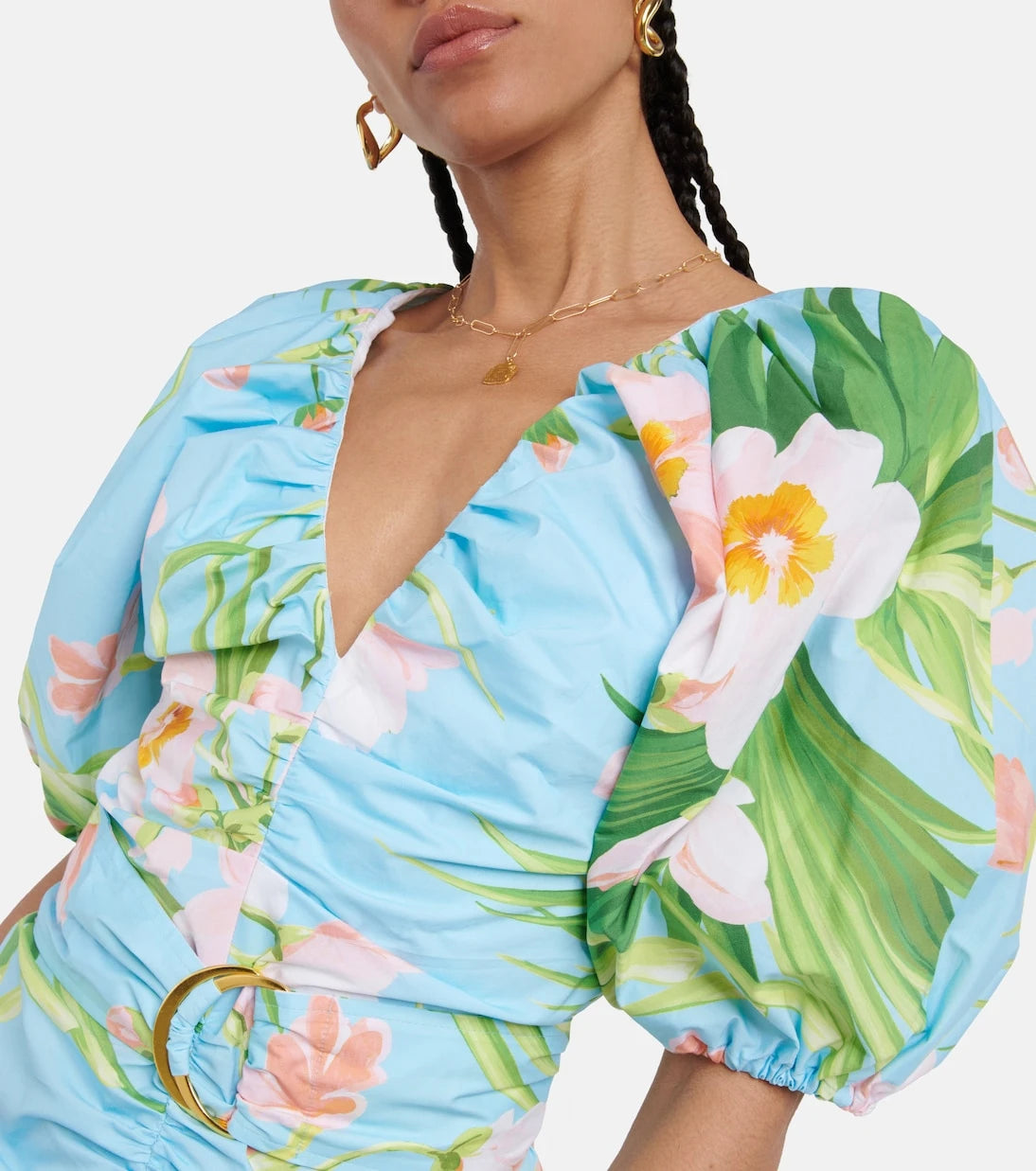 Carolina Herrera - Puffed printed cotton-blend midi dress