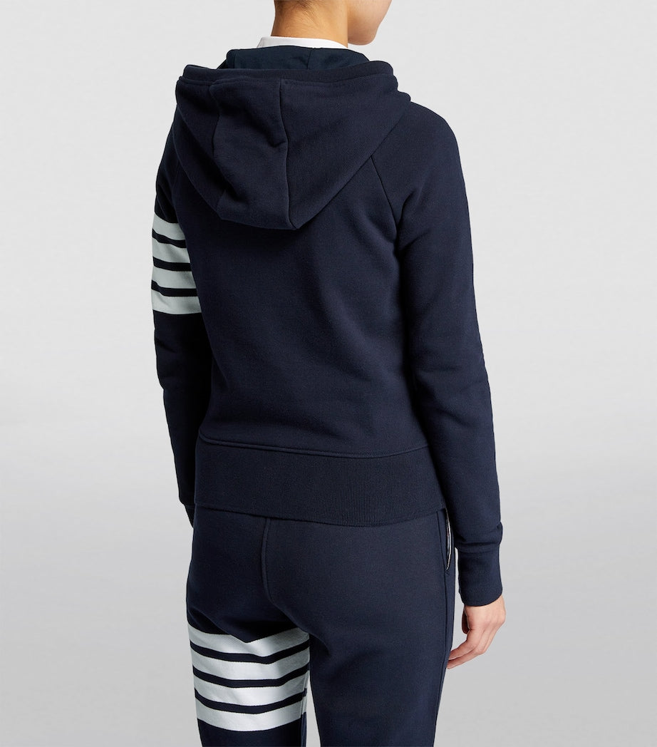 Navy 4-Bar Zip-Up Hoodie