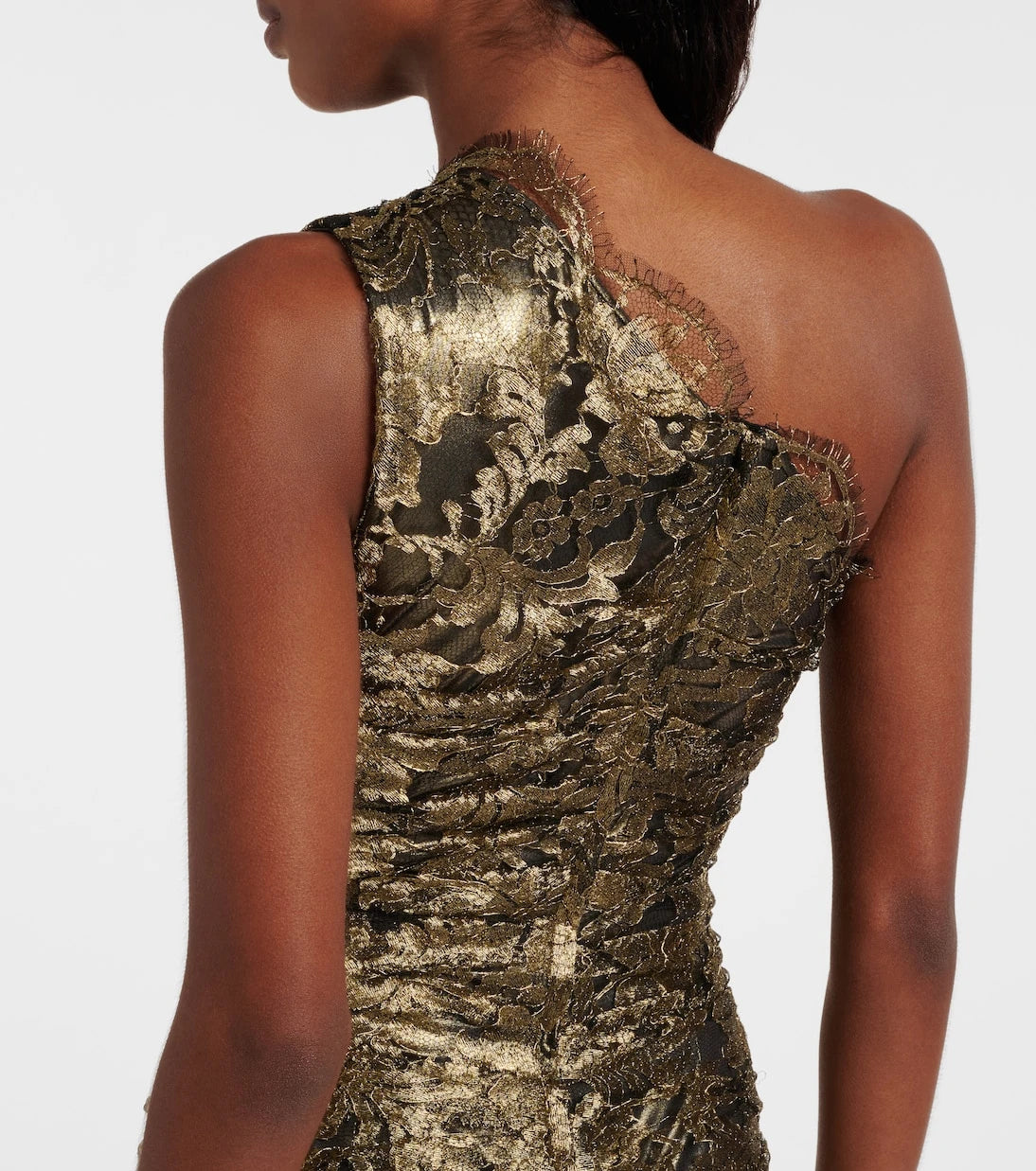 Dolce&Gabbana - One-shoulder lamé lace midi dress