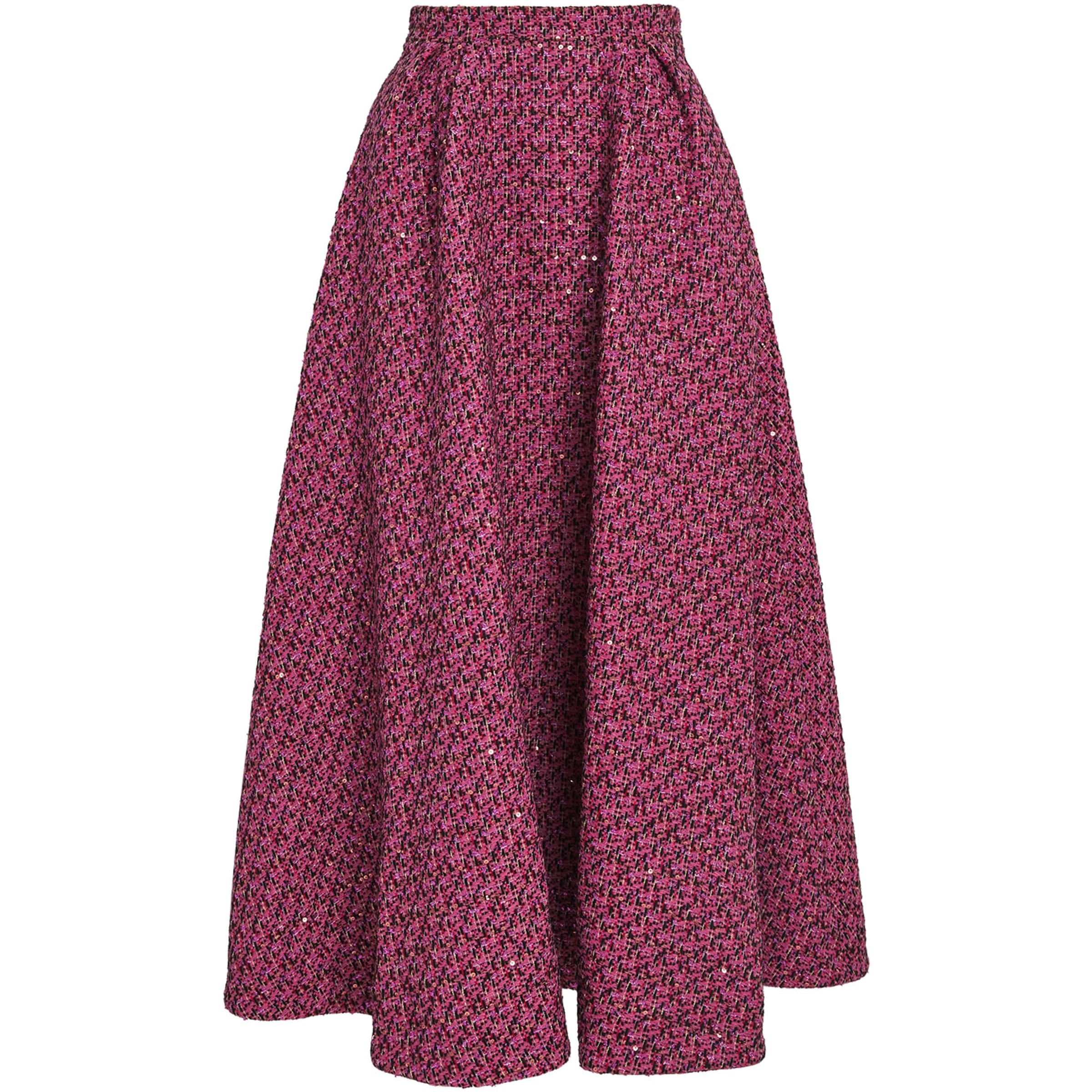 Wool-Blend Tweed Embellished Midi Skirt