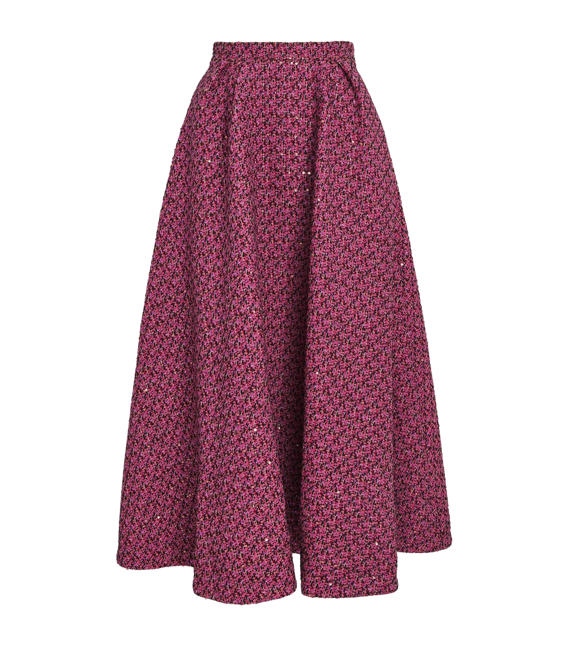 Wool-Blend Tweed Embellished Midi Skirt