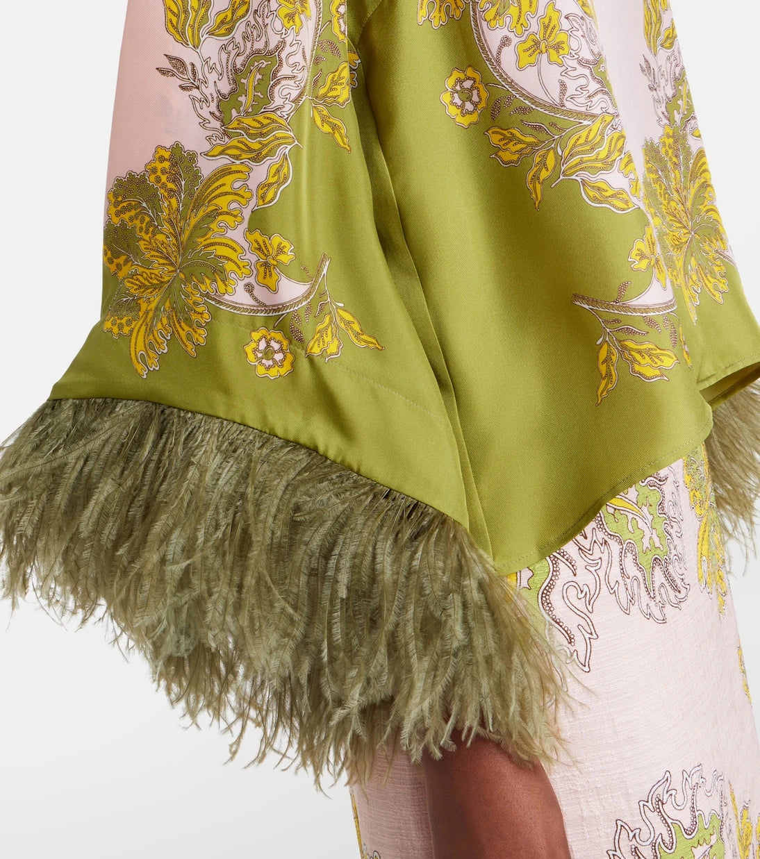 La DoubleJ - Make An Exit feather-trimmed silk twill top