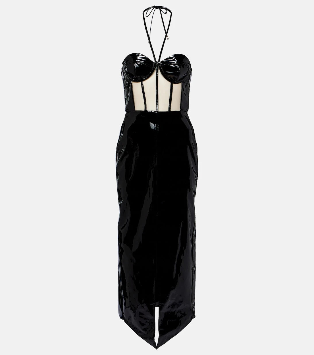 David Koma - Corset patent leather midi dress