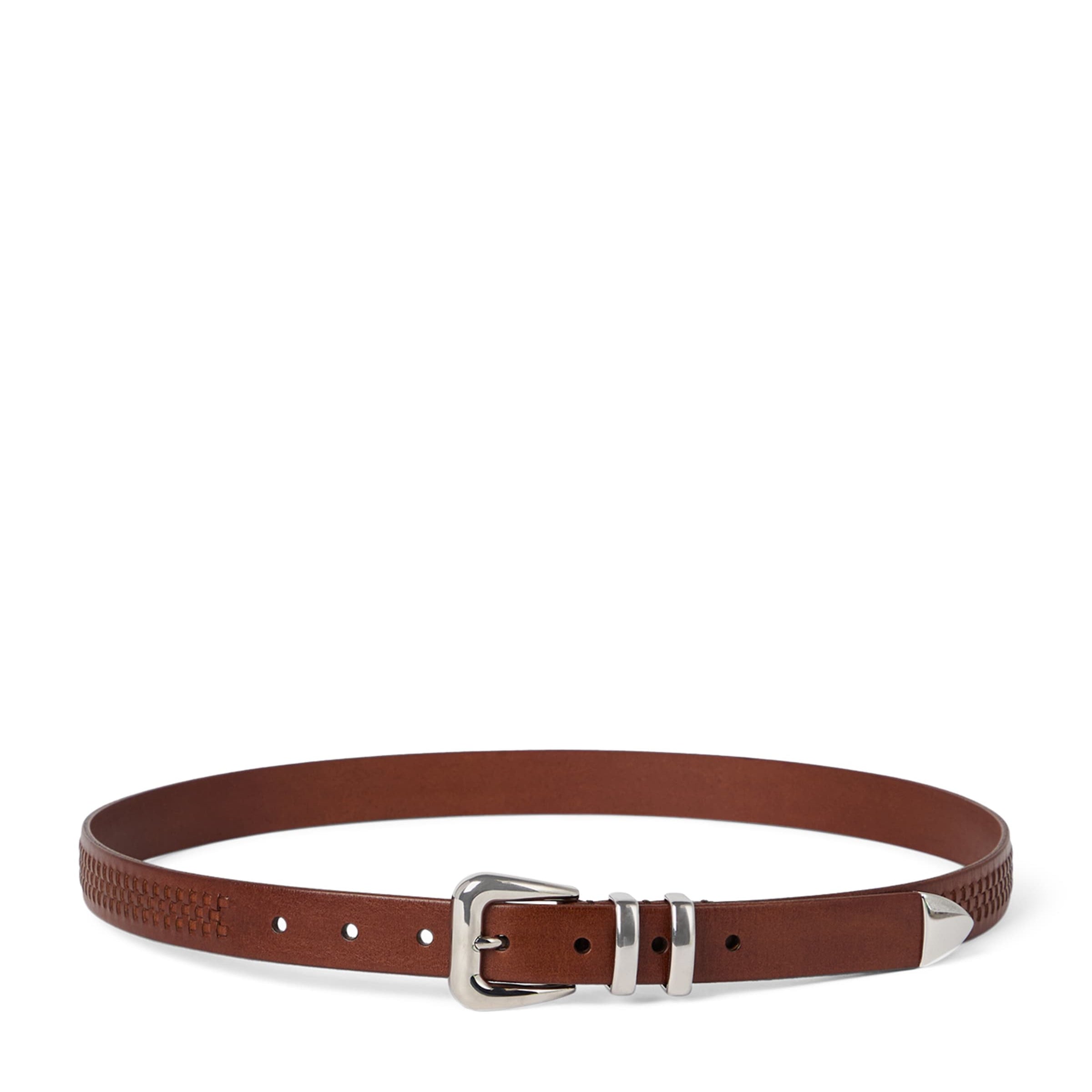 Calfskin Metal-Tip Braided Belt