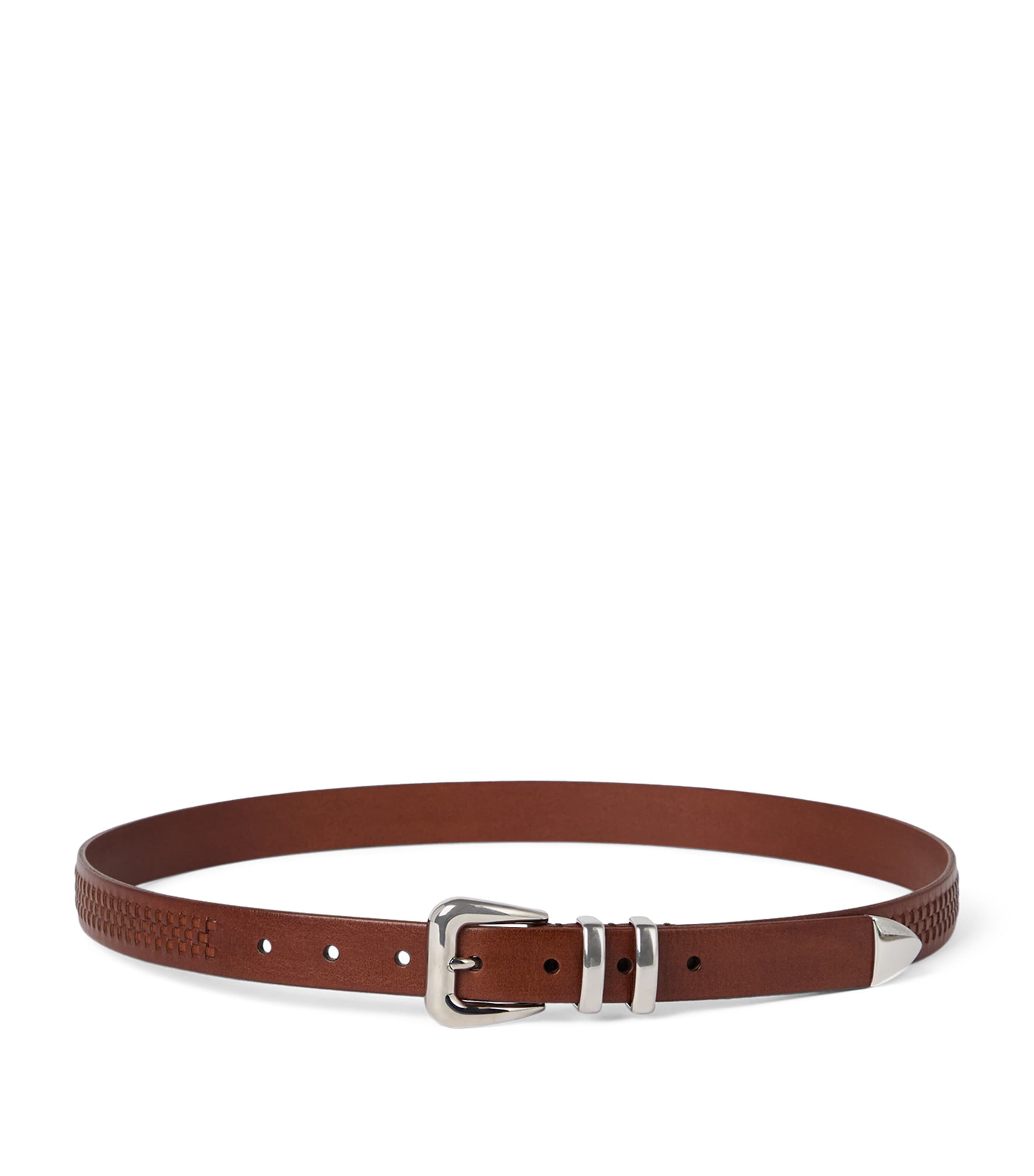 Calfskin Metal-Tip Braided Belt