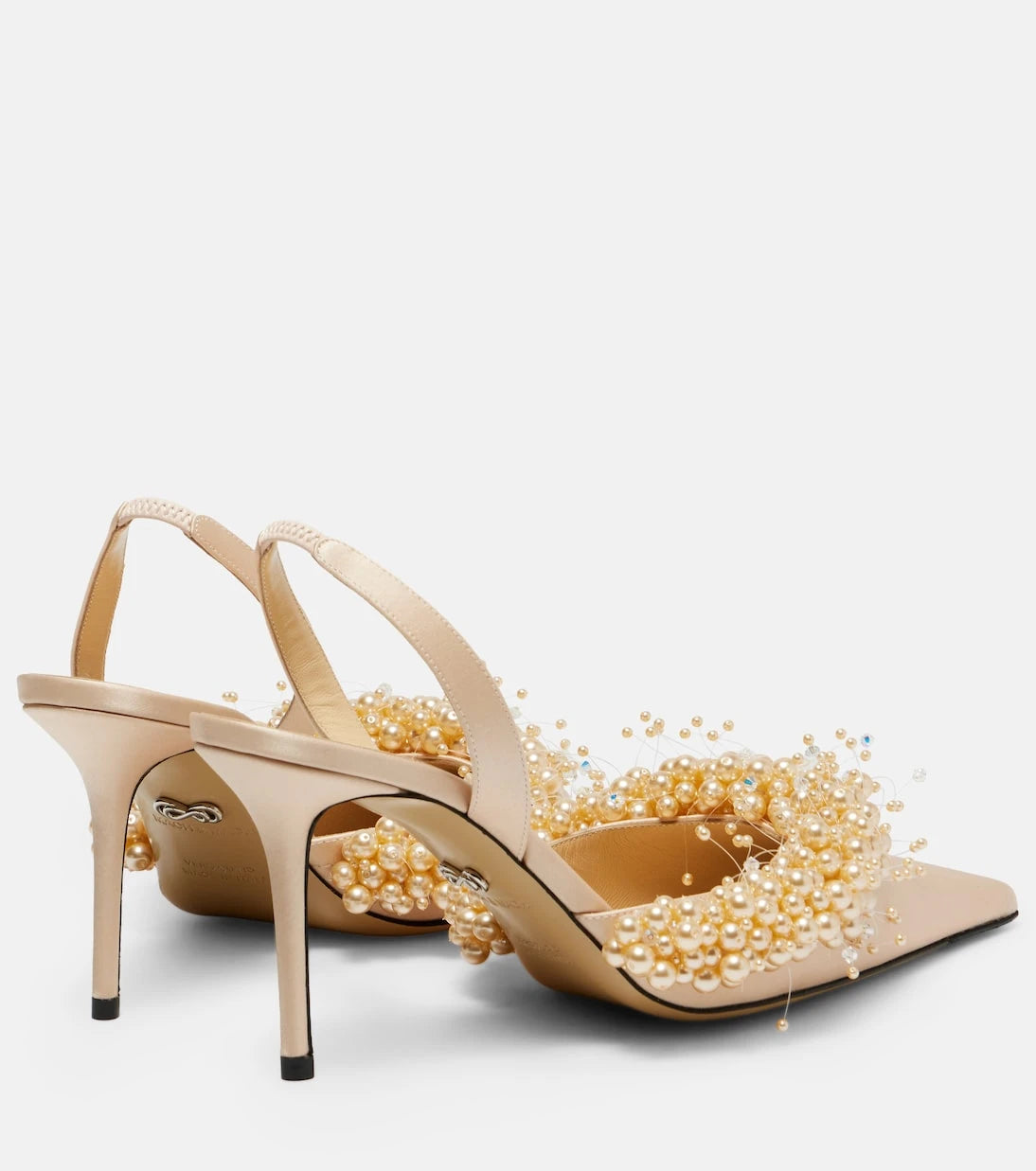Mach & Mach - Floating Pearls 85 satin slingback pumps