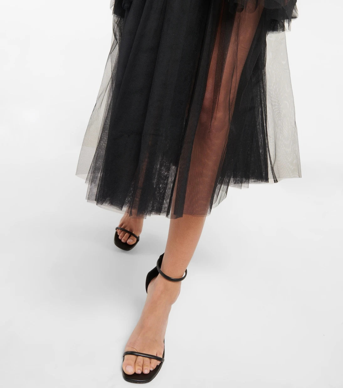 Noir Kei Ninomiya - Ruched tulle midi skirt