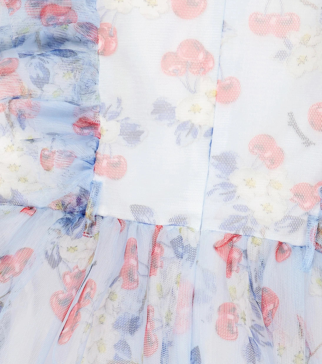 Monnalisa - Cherry-printed tulle dress