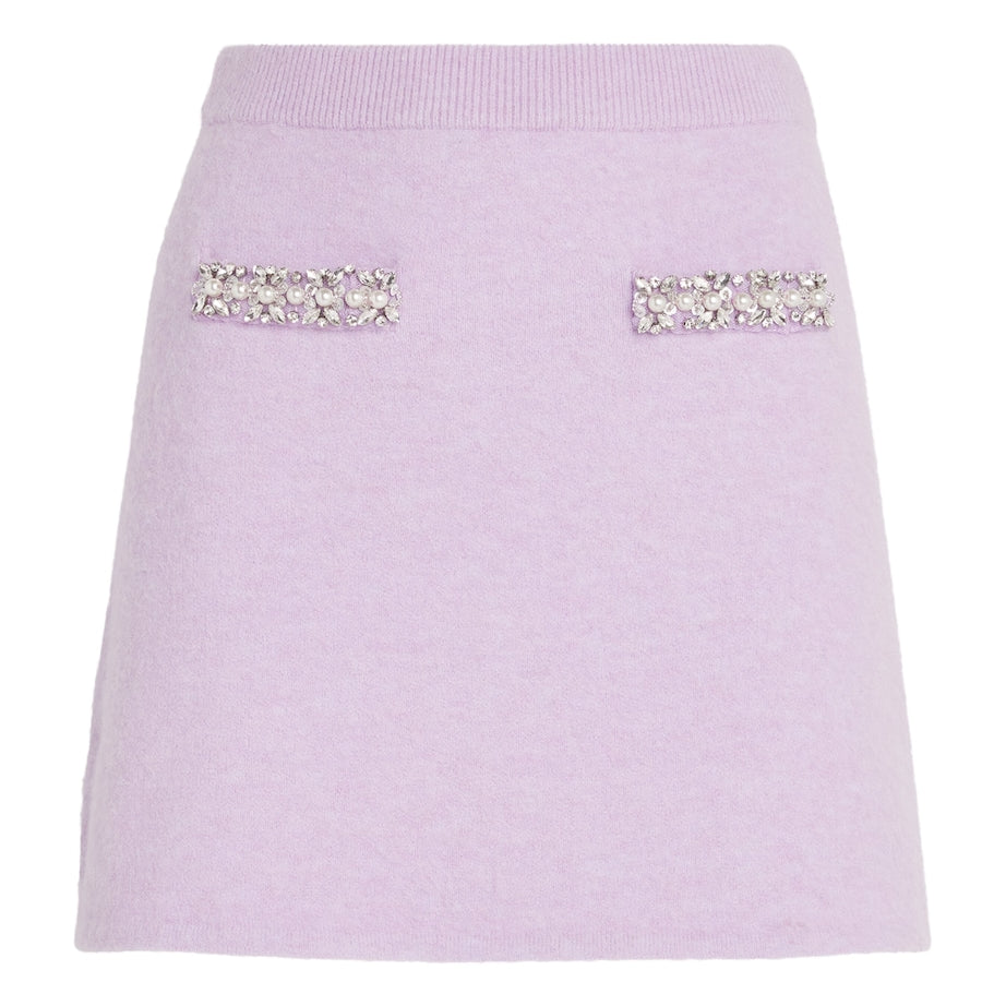 Self-Portrait Purple Crystal-Embellished Mini Skirt