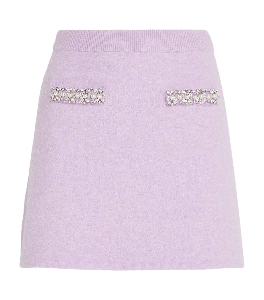 Self-Portrait Purple Crystal-Embellished Mini Skirt