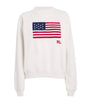 Cotton American Flag Sweatshirt WHITE