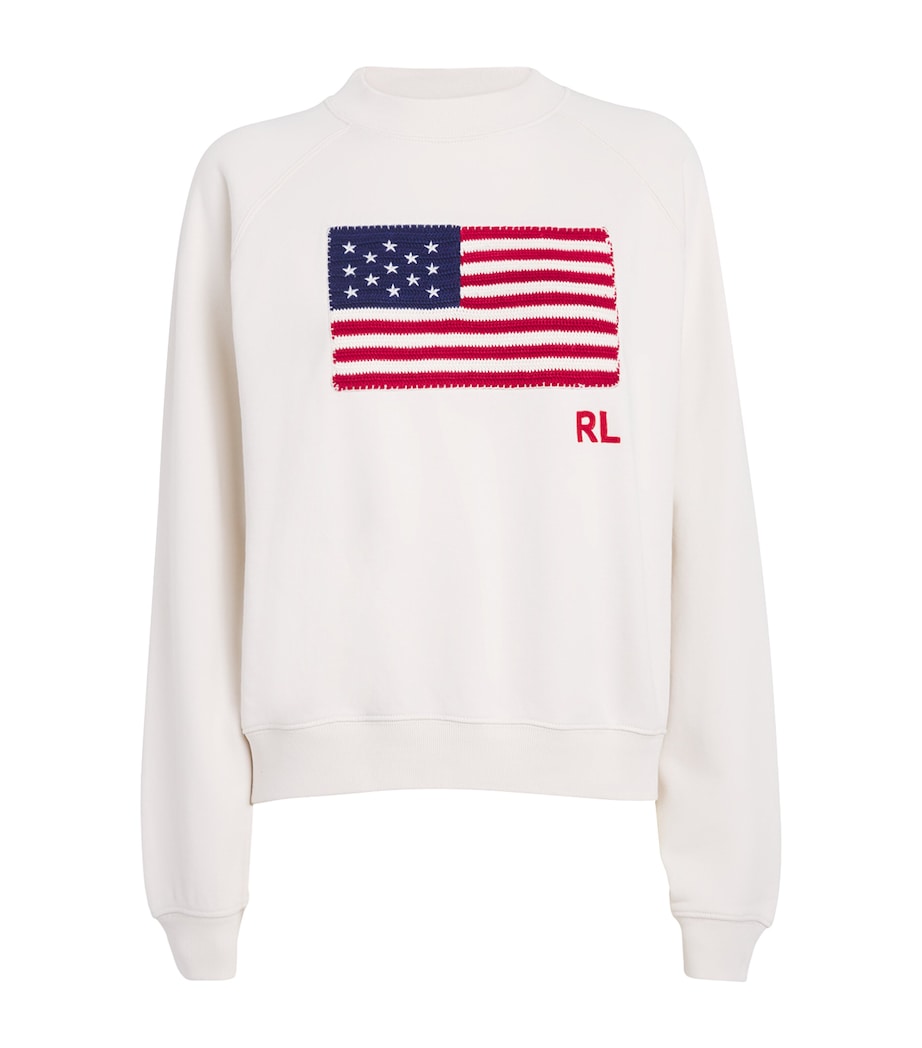 Cotton American Flag Sweatshirt WHITE