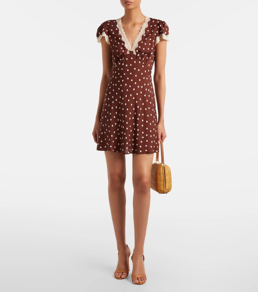 Rixo - Cely lace-trimmed polka-dot minidress