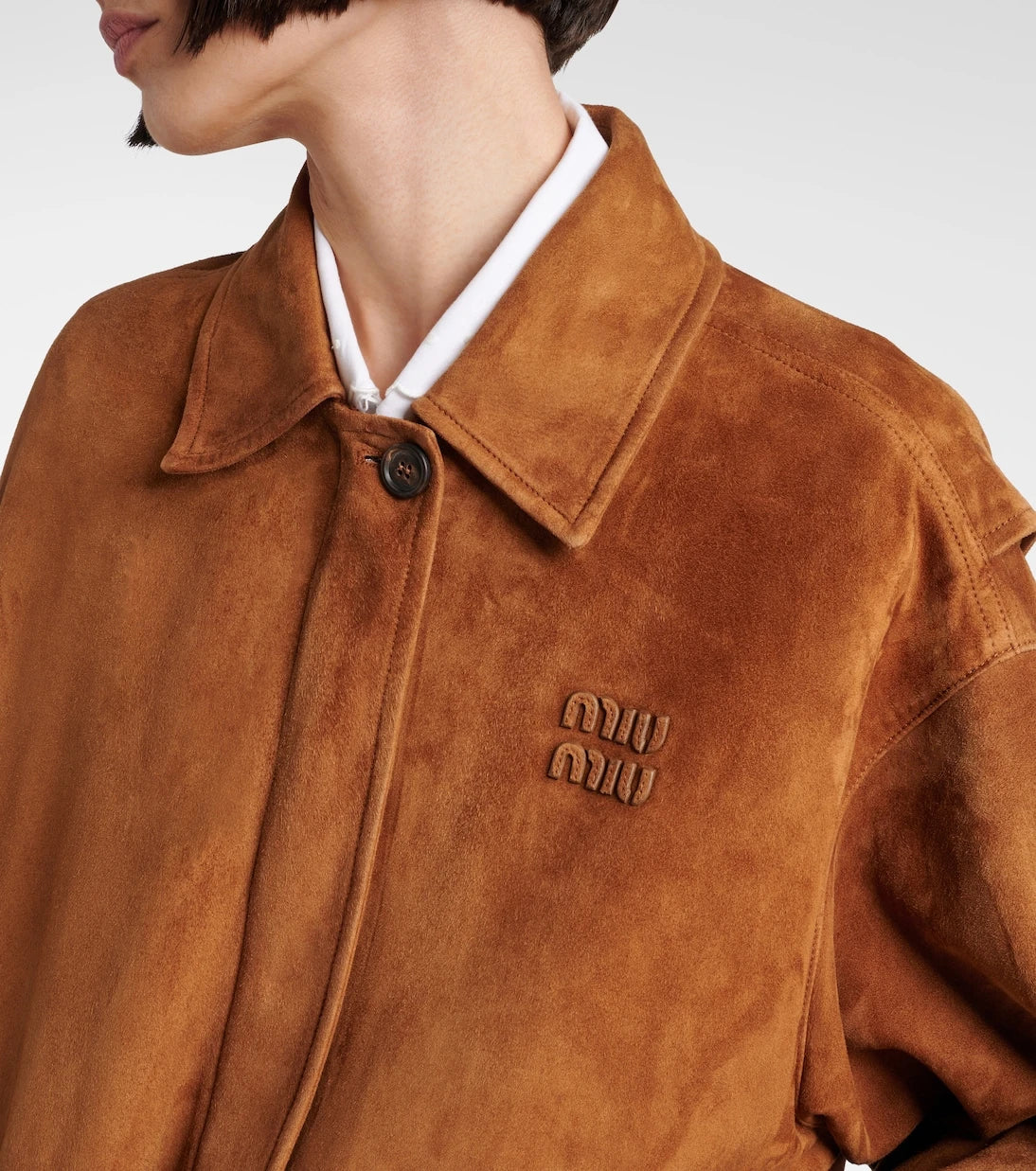 Miu Miu - Logo suede blouson jacket