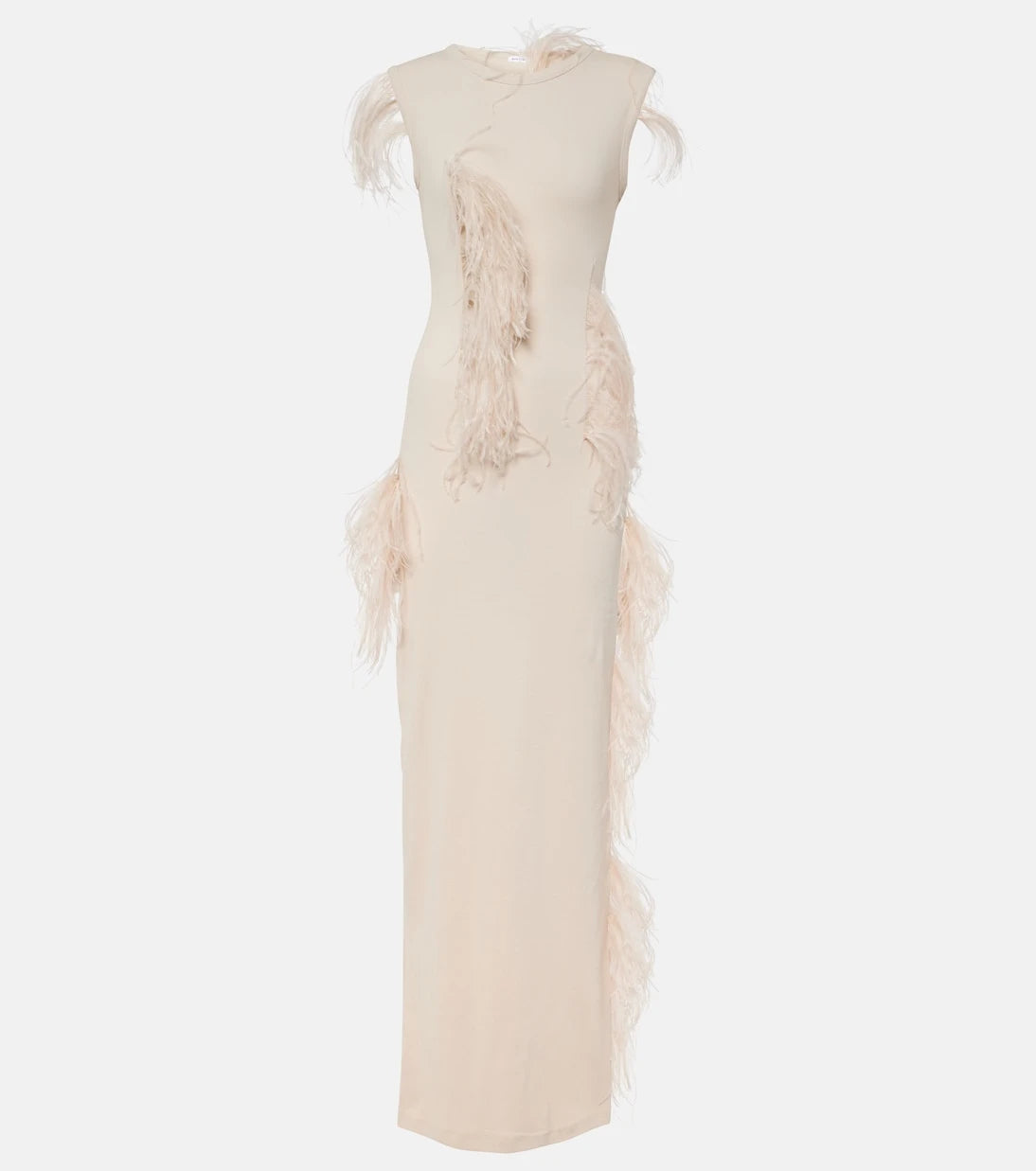 Acne Studios - Essica feather-trimmed cotton-blend maxi dress