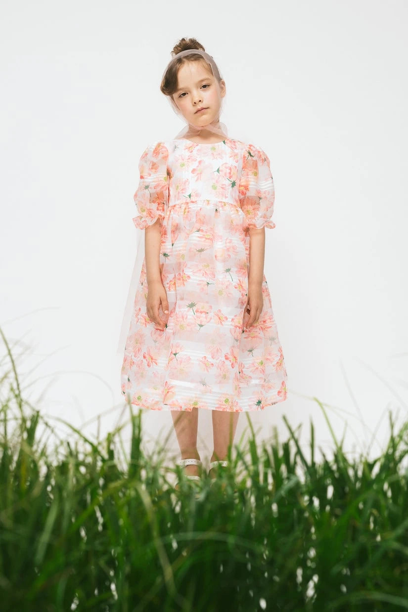 Paade Mode - Puff-sleeve floral chiffon dress