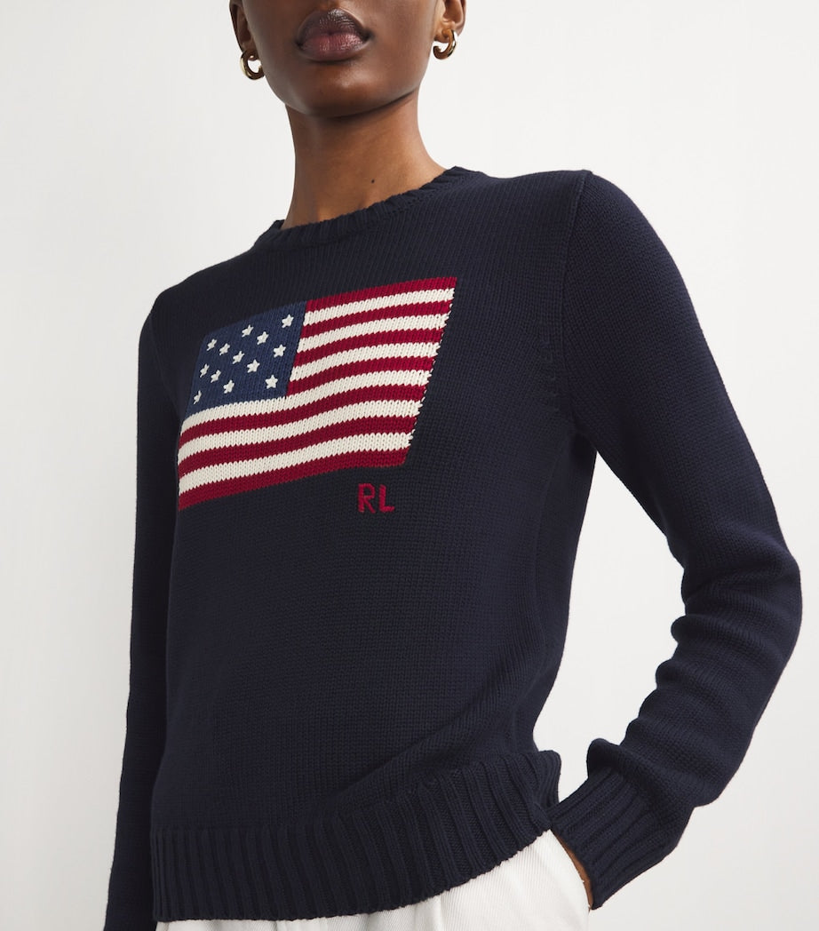 Polo Ralph Lauren Navy Cotton American Flag Sweater
