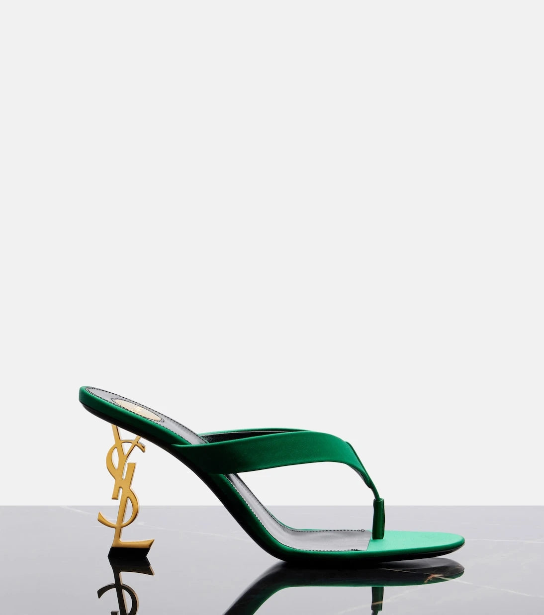 Saint Laurent - Opyum Cassandre crêpe satin thong sandals