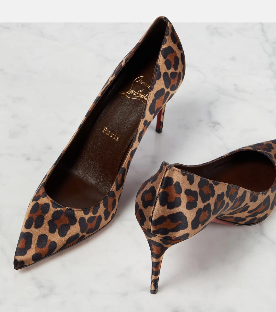 Christian Louboutin - Kate 85 leopard-print satin pumps