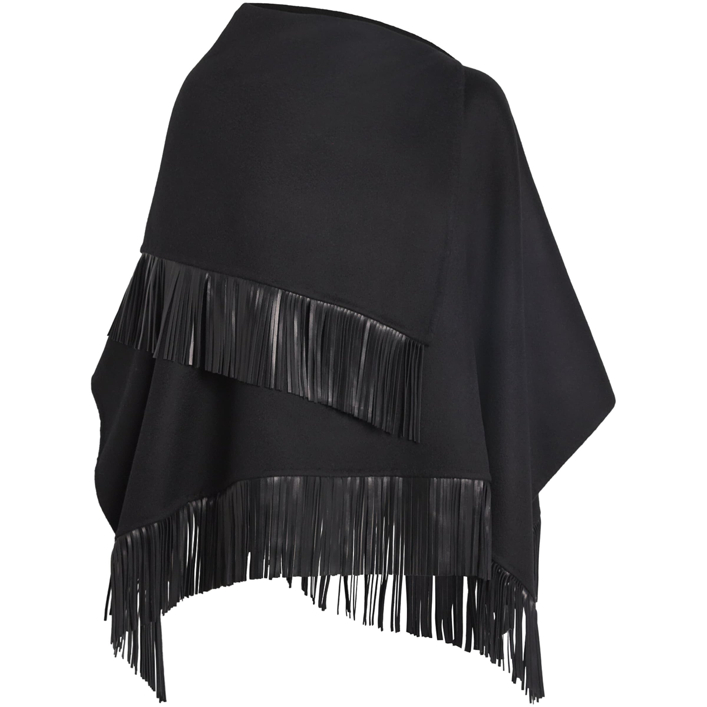 Agnona Black Wool-Alpaca-Cashmere Poncho