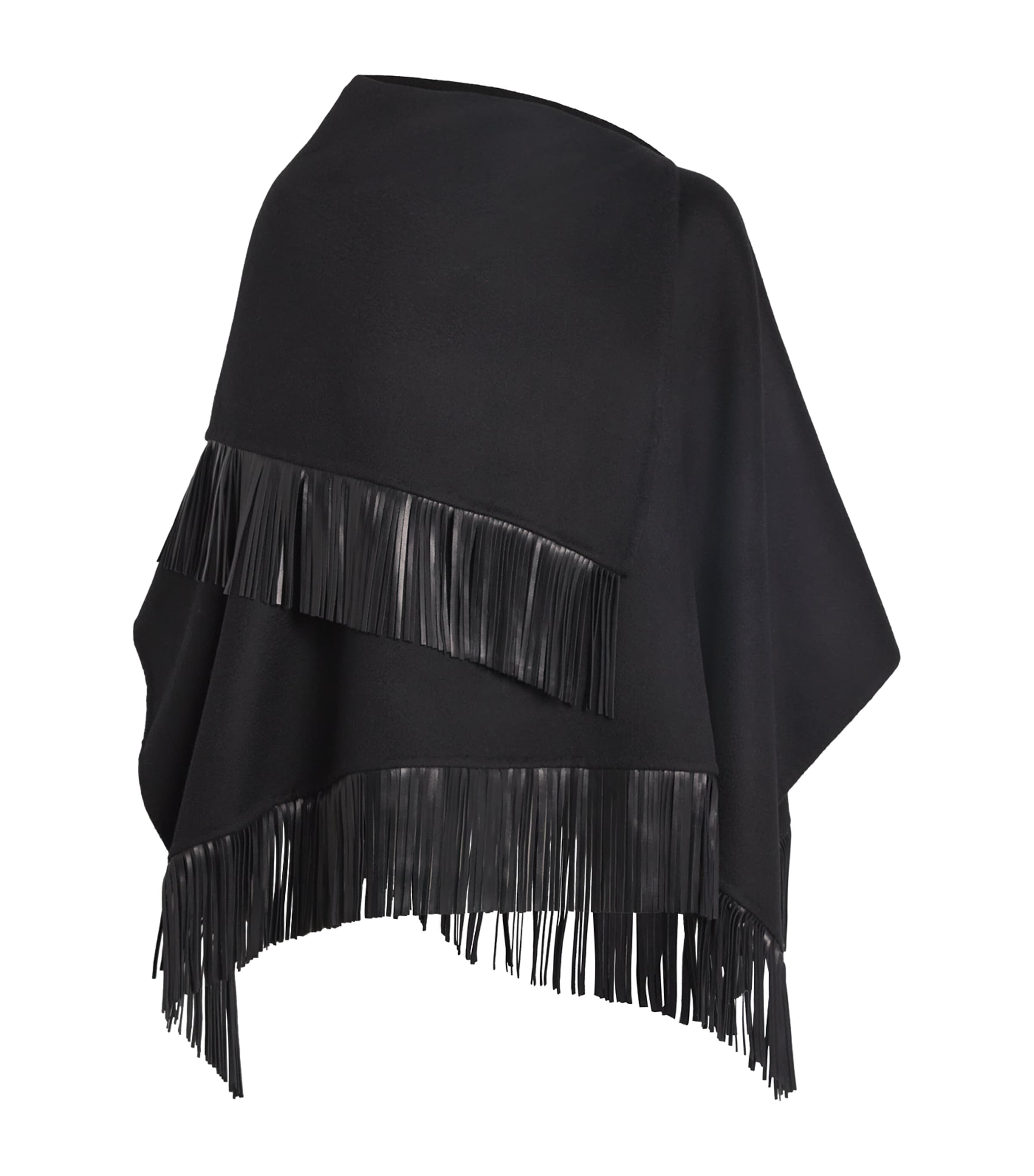 Agnona Black Wool-Alpaca-Cashmere Poncho
