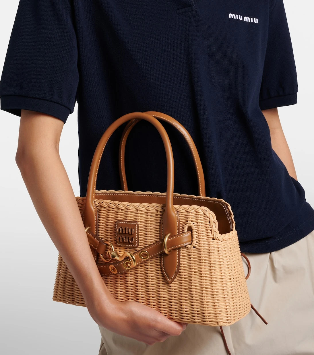 Miu Miu - Aventure wicker top-handle bag