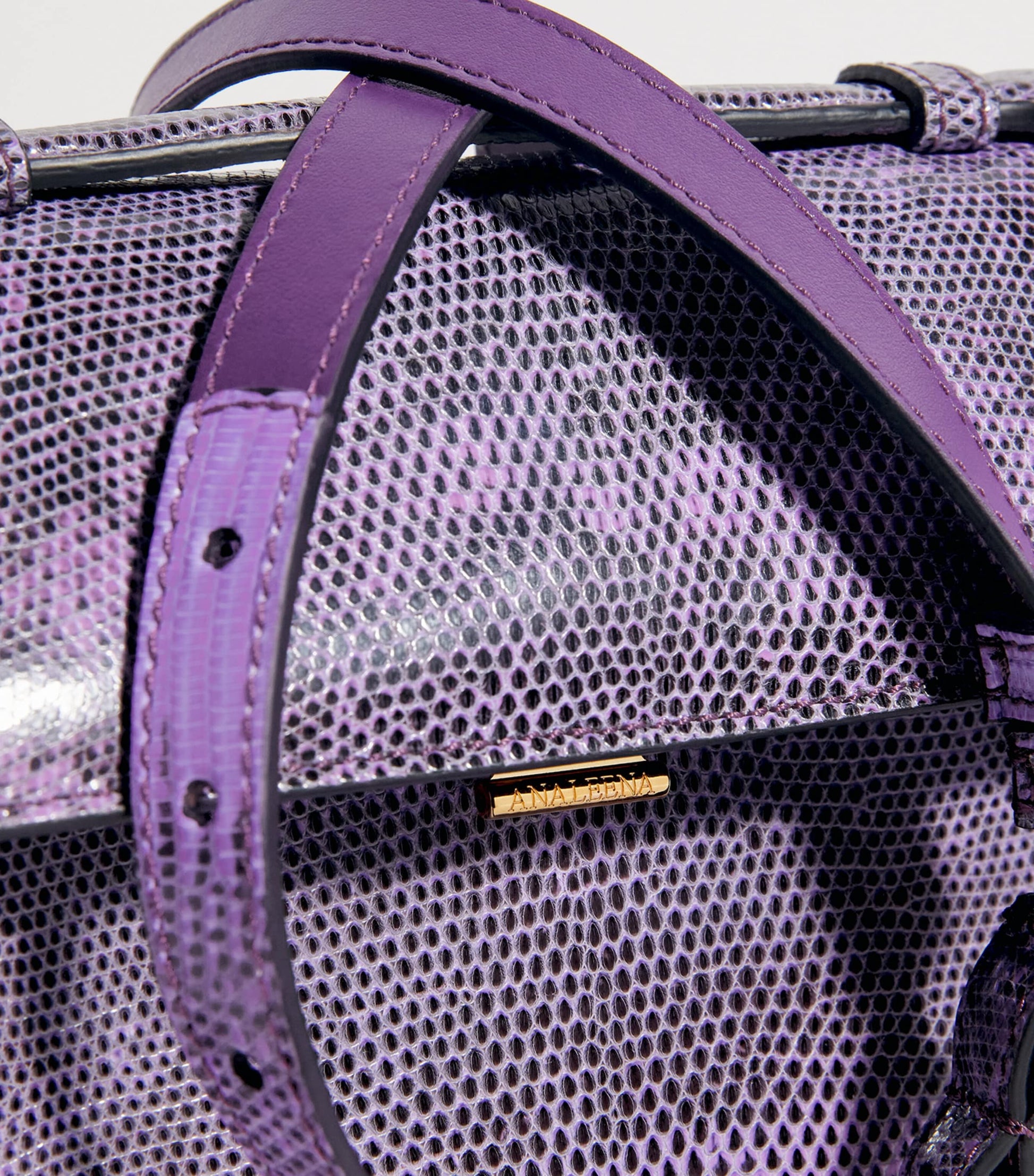 Analeena Purple Lizard Skin Top-Handle Bag