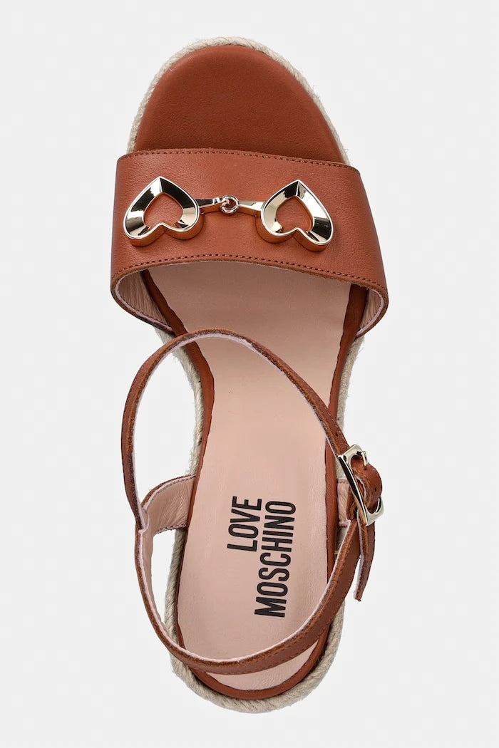 Love Moschino Kadın Deri Skew Platform Espadriller