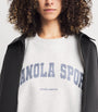 Adanola Grey Organic Cotton Varsity Chainstitch Sweatshirt