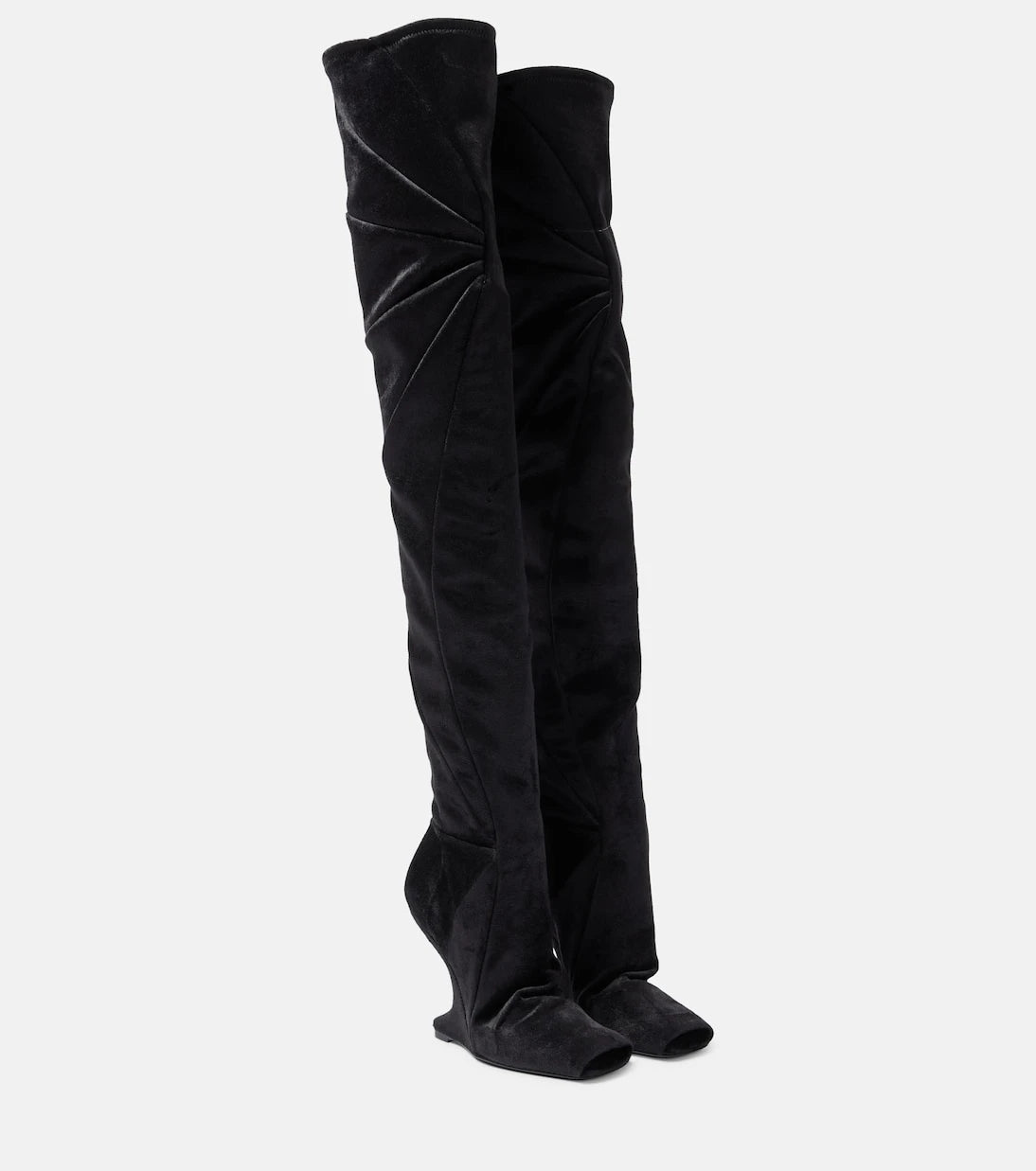 Rick Owens - Cantilever velvet over-the-knee boots