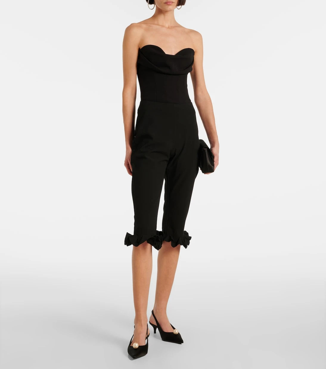 Rotate - Ruffled high-rise capri pants