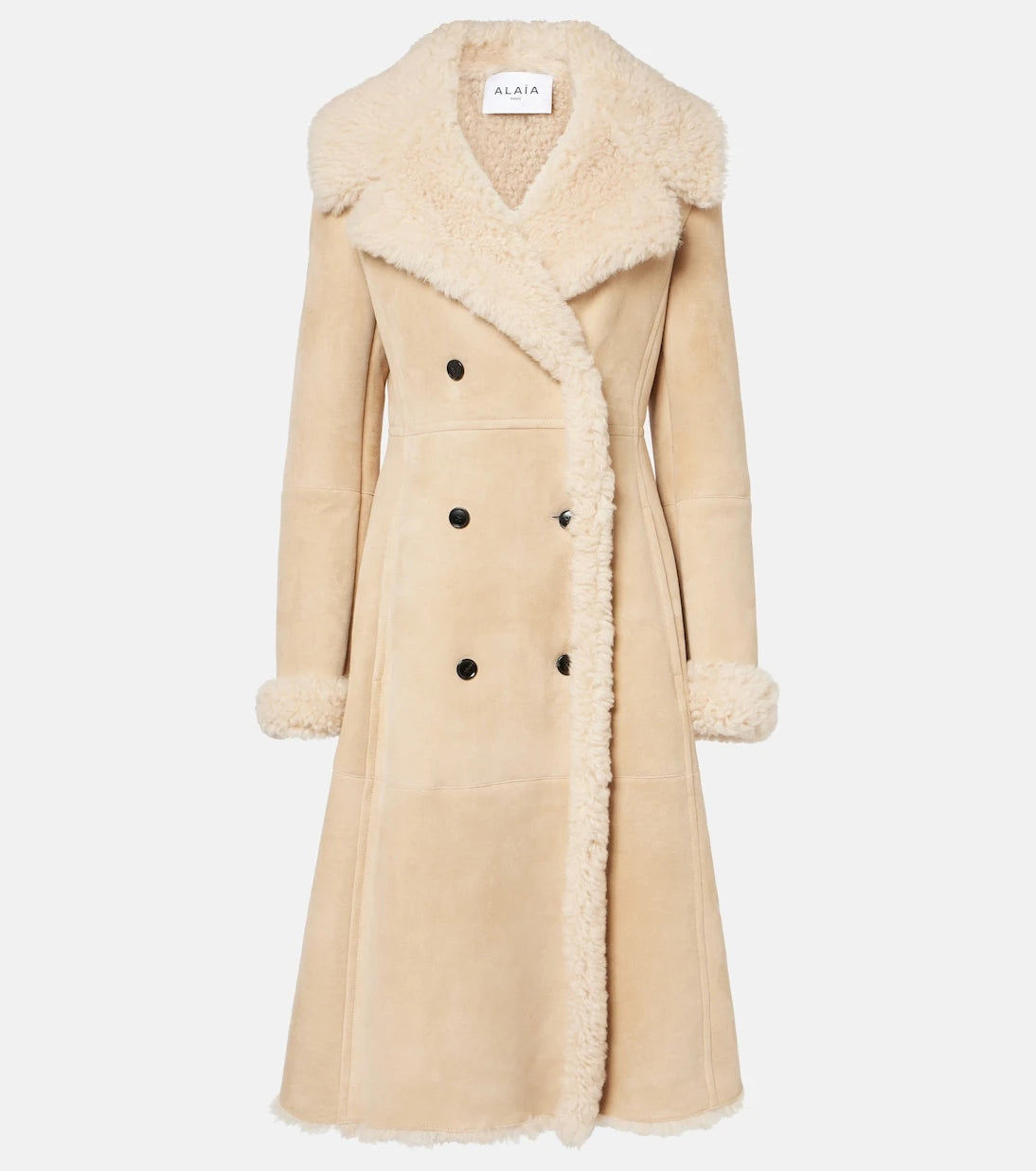 Alaïa - Shearling-trimmed suede coat